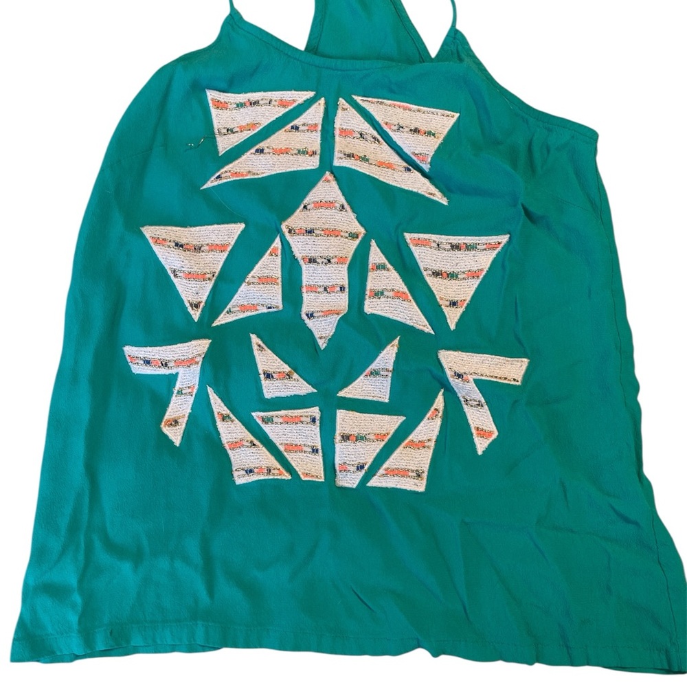 Teal Geometric Patterned Women's Top